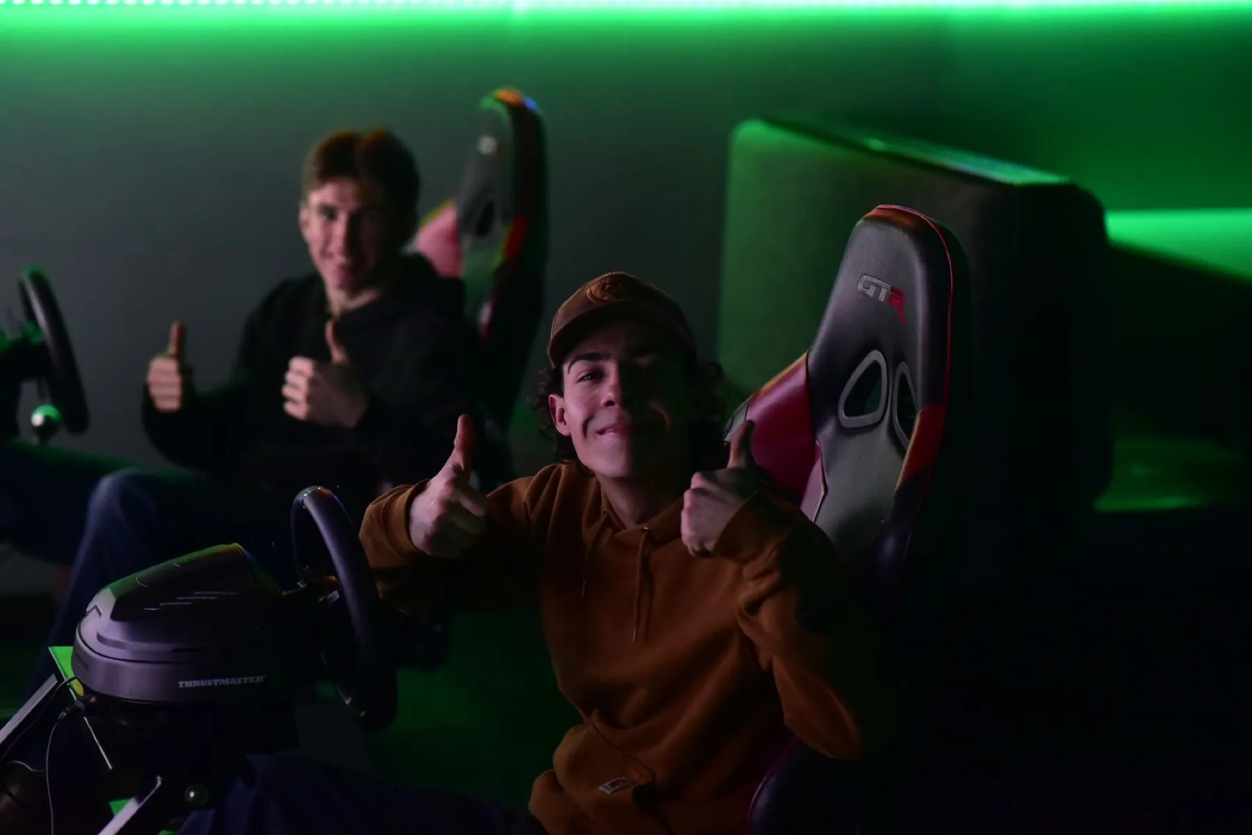 Hands on a racing sim wheel